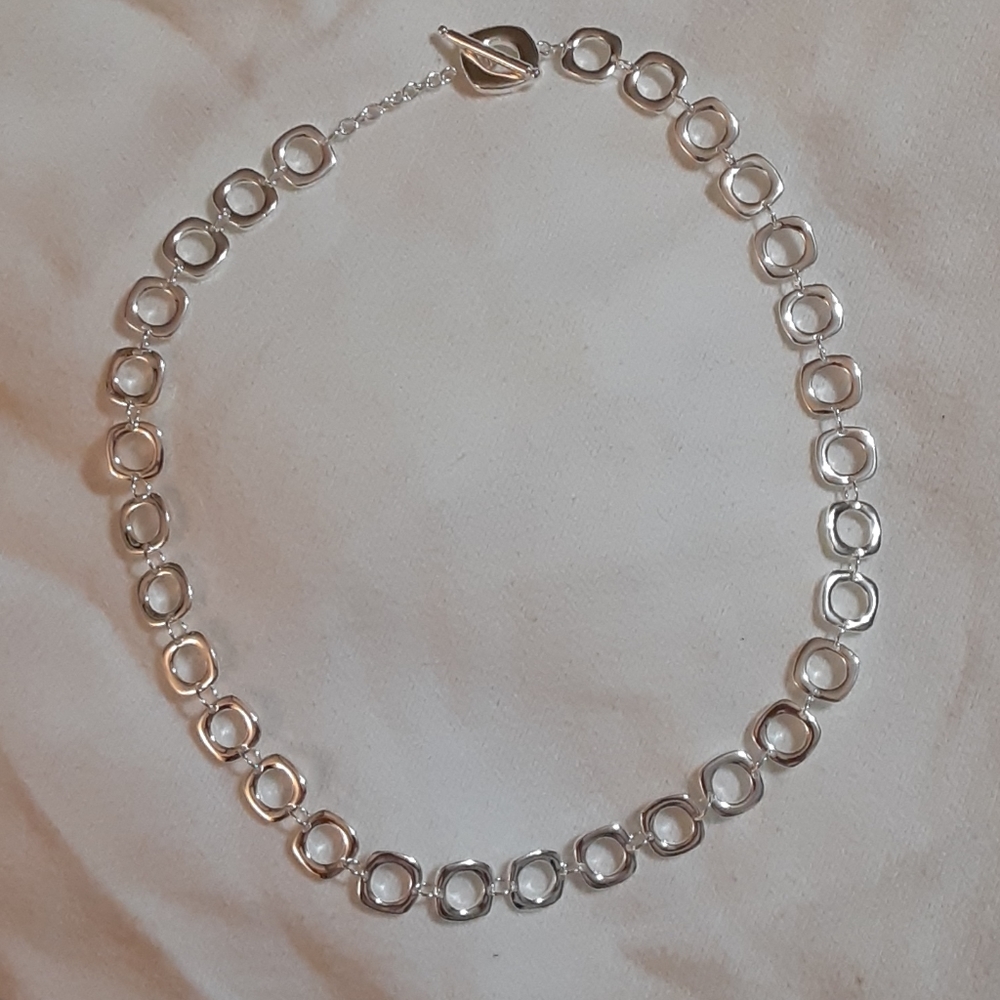 Ss925 plate geometric ring retro necklace